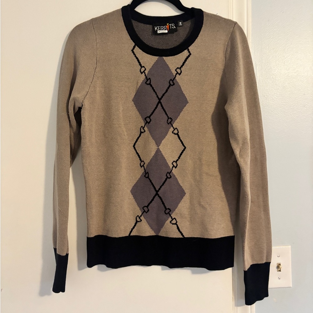 Kerrits Women's Equestrian Snaffle Bit Argyle Sweater, Size M